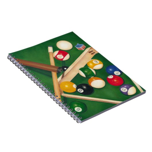 玉とチョークが生き生きとしたビリヤード台 ノートブック (右側)