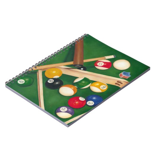 玉とチョークが生き生きとしたビリヤード台 ノートブック (左側)