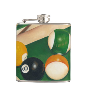 玉とチョークが生き生きとしたビリヤード台 フラスク