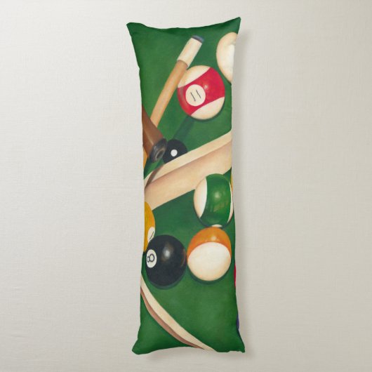 玉とチョークが生き生きとしたビリヤード台 ボディピロー (裏面 (縦))