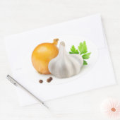 玉ねぎとニンニク 楕円形シール (封筒)