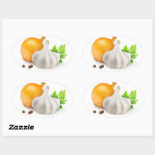 玉ねぎとニンニク 楕円形シール (シート)