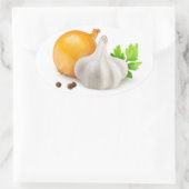 玉ねぎとニンニク 楕円形シール (バッグ)