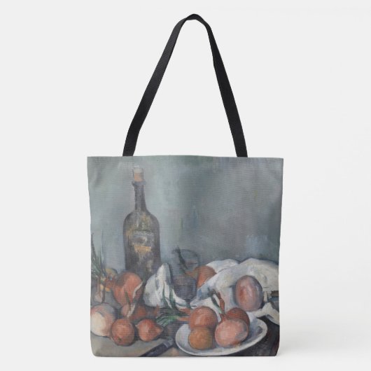 玉ねぎのある静物画、油絵、ポール・セザンヌ トートバッグ (正面)