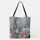 玉ねぎのある静物画、油絵、ポール・セザンヌ トートバッグ (裏面)