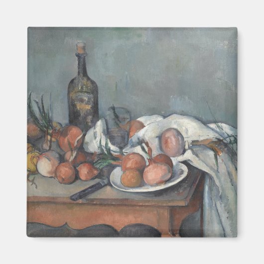 玉ねぎのある静物画、油絵、ポール・セザンヌ マグネット (正面)