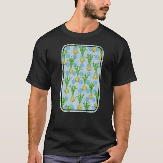 玉ねぎ模様ベクタータマネギと水玉模様 Tシャツ (正面)