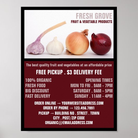 玉ねぎ&ニンニク、グリーングロサー広告ズ ポスター (正面)