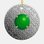 玉の宝石を持つ銀フェイクのダマスク セラミックオーナメント (正面)