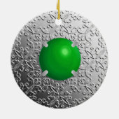 玉の宝石を持つ銀フェイクのダマスク セラミックオーナメント (裏面)