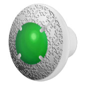 玉の宝石を持つ銀フェイクのダマスク セラミックノブ (右)