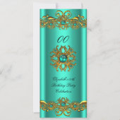 玉エレガントグリーンジュエル金ゴールド誕生日パーティー2 招待状 (正面)