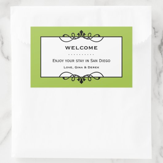 玉グリーン錬鉄のフレームの町の抱き枕 長方形シール (バッグ)