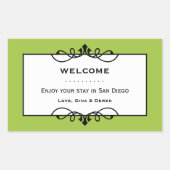 玉グリーン錬鉄のフレームの町の抱き枕 長方形シール (正面)