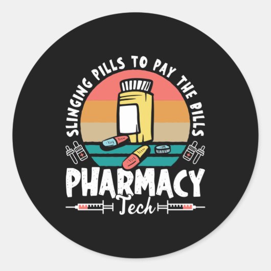 玉掛け薬局技師薬剤師ギフト ラウンドシール (正面)