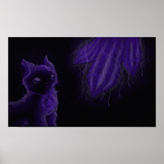 玉白熱［赤熱］光を放つ紫猫 ポスター (正面)