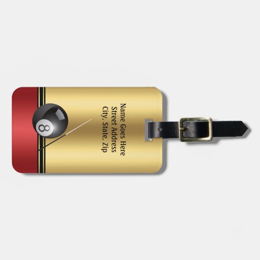 玉突きの玉とキューのパーソナラエレガントイズ ラゲッジタグ (正面横)