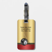 玉突きの玉とキューのパーソナラエレガントイズ ラゲッジタグ (裏面縦)