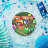 玉突き、ラックに載せ、カラフルデザイン ペーパープレート (パーティー)