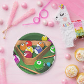 玉突き、ラックに載せ、カラフルデザイン ペーパープレート (パーティー)