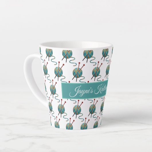 玉糸の編み物パーソナライズされたマグ カフェラテマグ (左アングル)