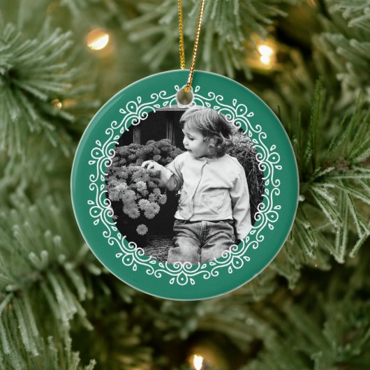 玉緑の渦巻ファンシーき写真フレーム セラミックオーナメント (ツリー)