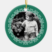 玉緑の渦巻ファンシーき写真フレーム セラミックオーナメント (正面)