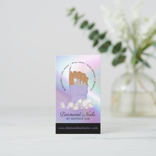 玉虫ダイヤモンドネイルサロン爪、 ネイルテックアーティストバス 名刺 (スタンド正面)