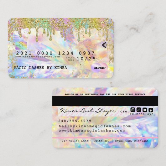 玉虫性ホログラフィックグリッタードリップクレジットスタイル 名刺 (正面/裏面)