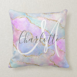 玉虫性金ゴールドグリッターアゲートモノグラム クッション