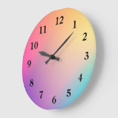 玉虫色のネオン熱いピンクの写真による虹カッコいい  ラージ壁時計 (傾斜)
