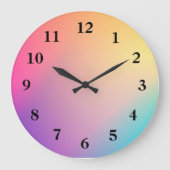 玉虫色のネオン熱いピンクの写真による虹カッコいい ラージ壁時計 (正面)