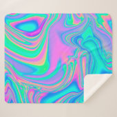 玉虫色のホログラフィックテクスチャ鮮やかイン シェルパブランケット (正面(横))