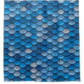 玉虫色の青いグリッターシャイニー人魚はかりで測類 シャワーカーテン (正面)