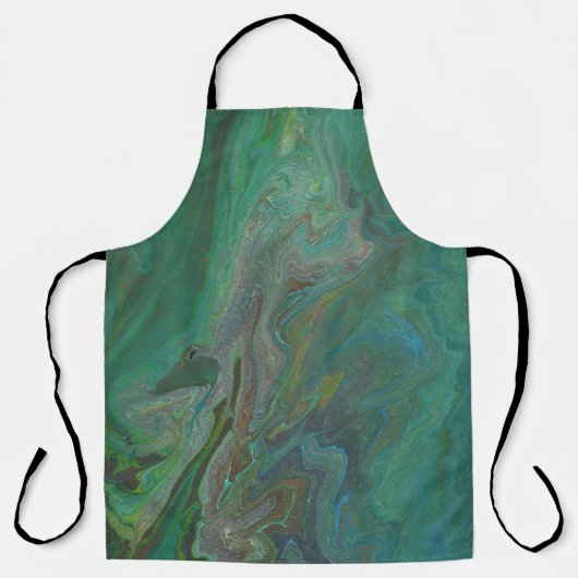 玉3流体深いグリーン抽象芸術エプロン エプロン (正面)