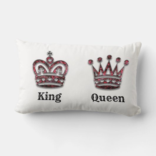 王と女王が彼と彼女の王パーソナライズされた冠 ランバークッション (裏面)