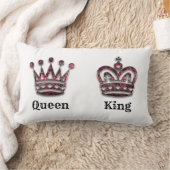 王と女王が彼と彼女の王パーソナライズされた冠 ランバークッション (ブランケット)