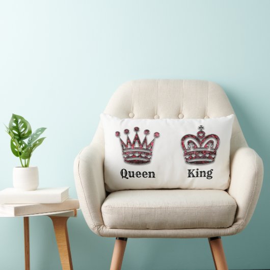 王と女王が彼と彼女の王パーソナライズされた冠 ランバークッション (椅子)