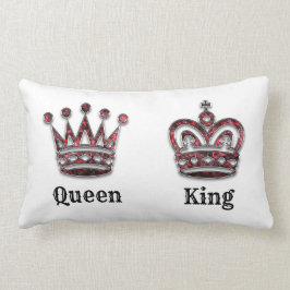 王と女王が彼と彼女の王パーソナライズされた冠 ランバークッション