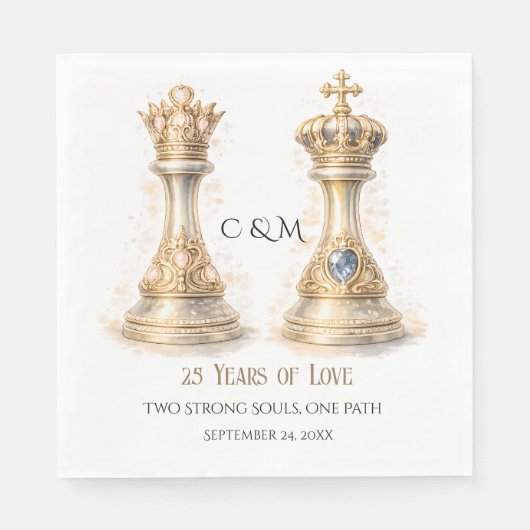 王と女王の夫婦 25周年記念 スタンダードランチョンナプキン (正面)