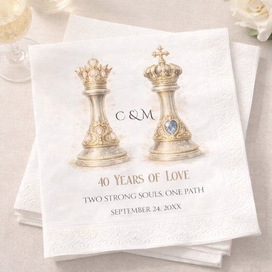 王と女王の夫婦 40周年結婚記念日 スタンダードランチョンナプキン