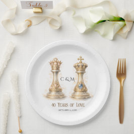 王と女王の40周年結婚記念日 ペーパープレート