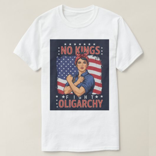 王なし、寡頭政治と戦う – エンパワーメントT型 Tシャツ (デザイン正面)