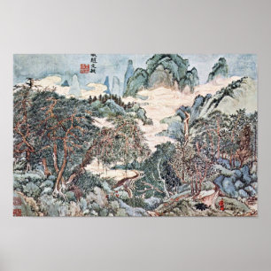 王によるチャオメンフーのスタイルの風景 ポスター