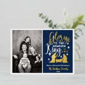 王のクリスマス生まれたばかりのの写真に栄光 箔シーズンカード (立ち正面)