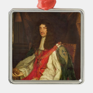 王のチャールズポートレートII、c.1660-65 メタルオーナメント