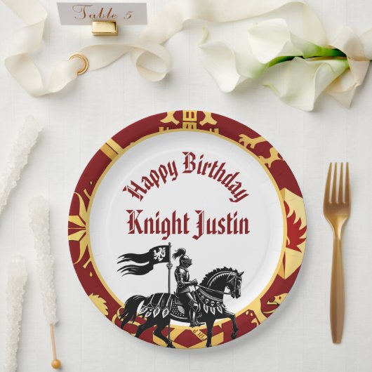 王の宮廷の騎士 中世の誕生日 ペーパープレート (ウェディング)