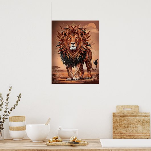 王の領域:部族の獅子宝芸術のポスター ポスター (キッチン)