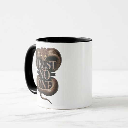 王はっきりしたスネークマグ「誰も信用しない」 マグカップ (正面左)