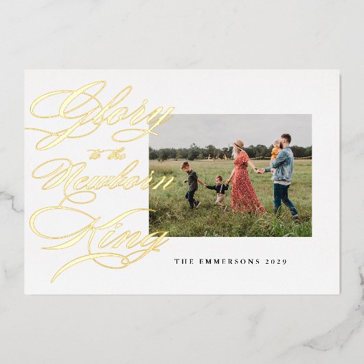 王への栄光生まれたばかりの、宗教的なクリスマス 箔シーズンカード (正面)